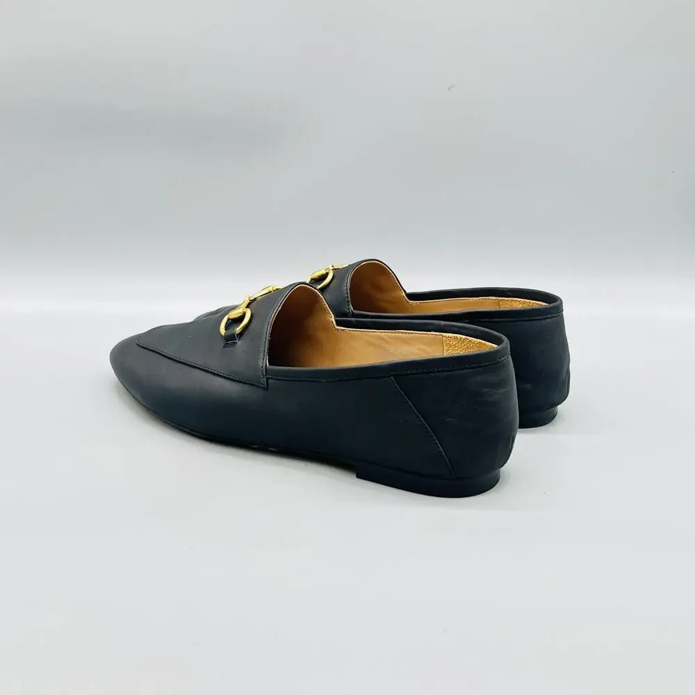 Quince Shoes Womens 10 Black Leather Bit Loafer Flats Pointed Toe Slip On Casual